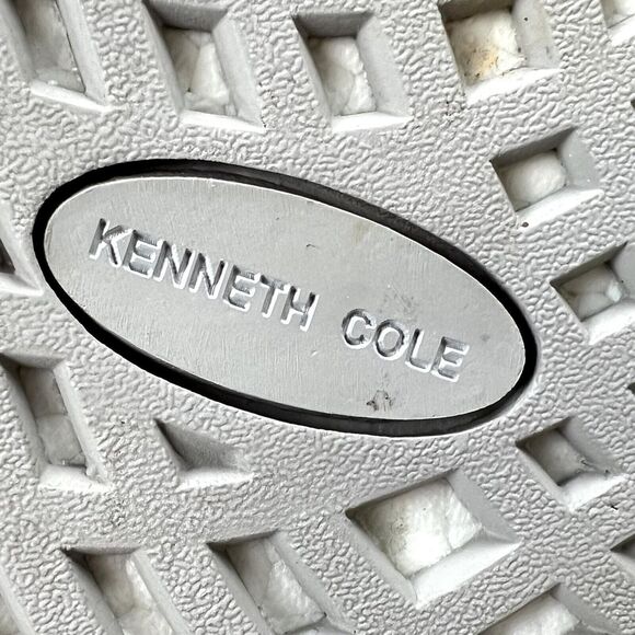 Kenneth Cole Lessia Knit Sock Sneakers Silver Mirrored Panel at Heel White Sz 8 - Picture 8 of 11